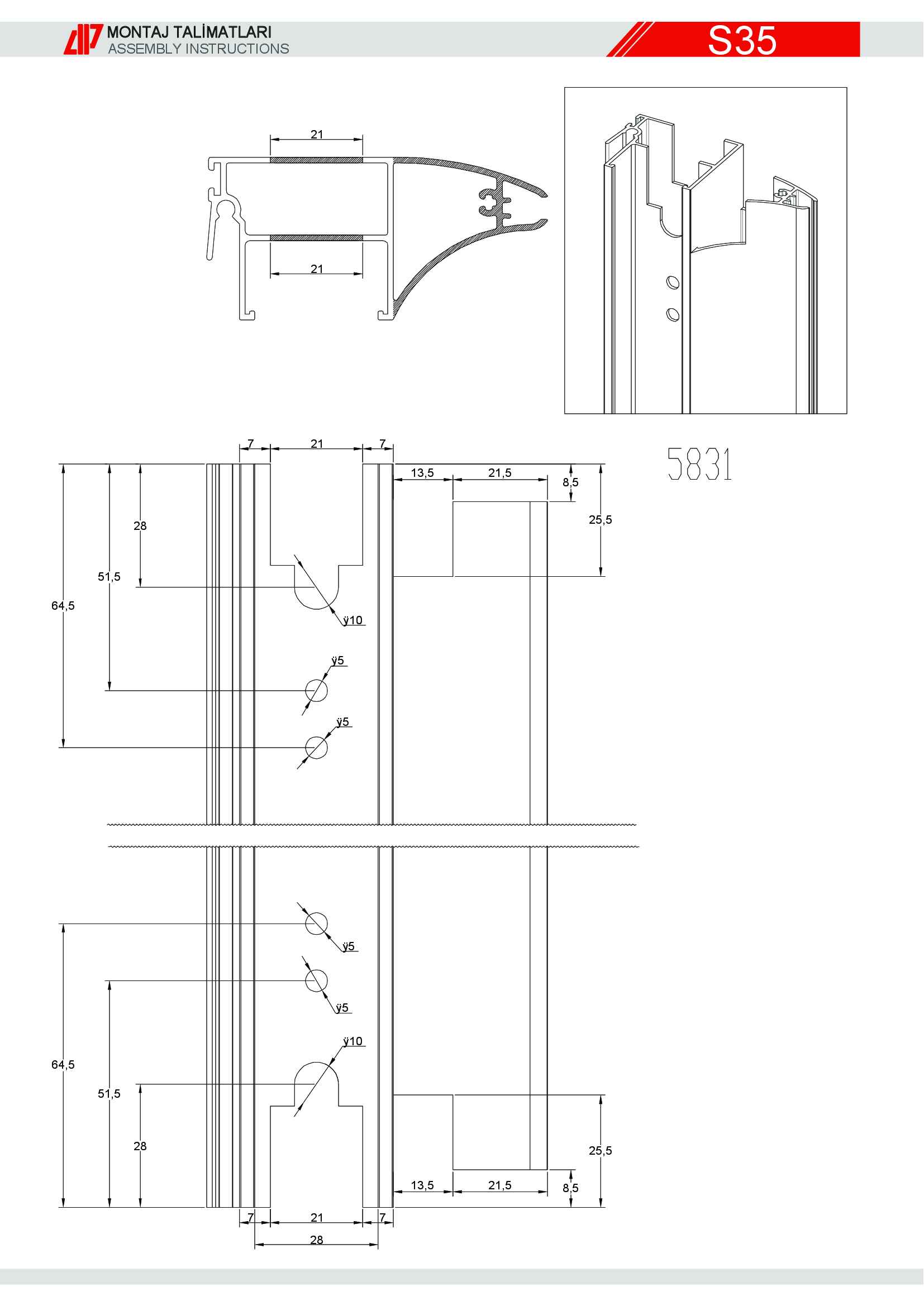 Sürme Yalıtımsız Alüminyum 33